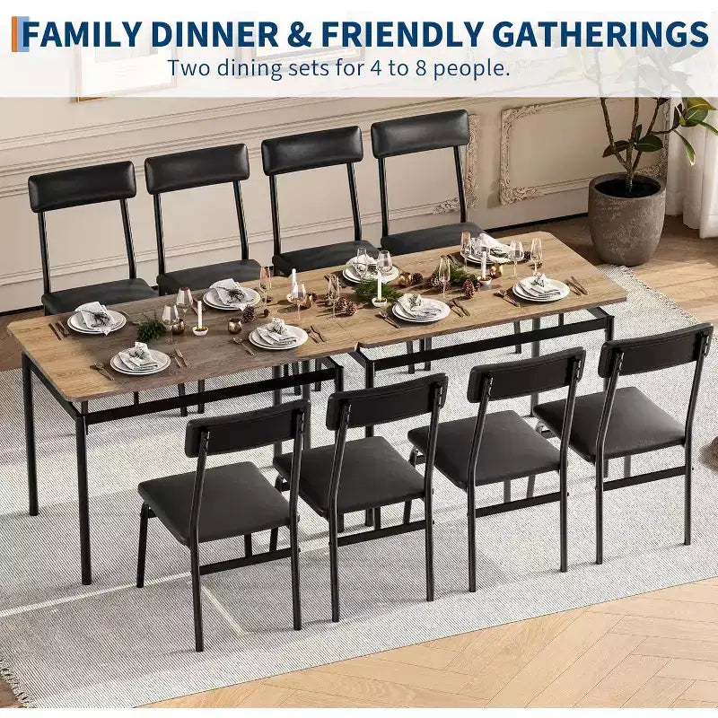 Acekool Set da pranzo di 5 pezzi, tavolo in legno marrone, salvaspazio, per la cucina