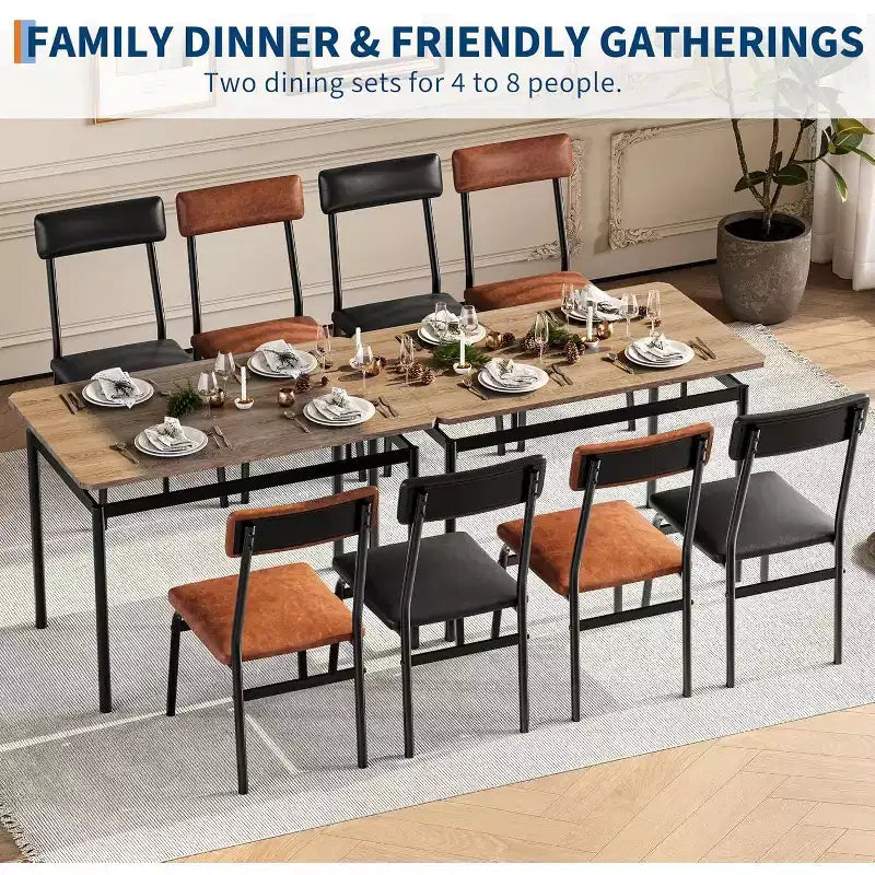 Acekool Set da pranzo di 5 pezzi, tavolo in legno marrone, salvaspazio, per la cucina
