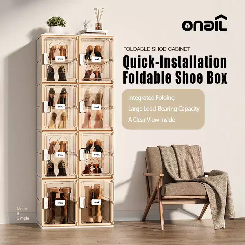 4 organizer per scarpe, organizer per scarpe impilabile in plastica trasparente per armadio, scatola per scarpe impilabile in plastica trasparente salvaspazio pieghevole per ingresso