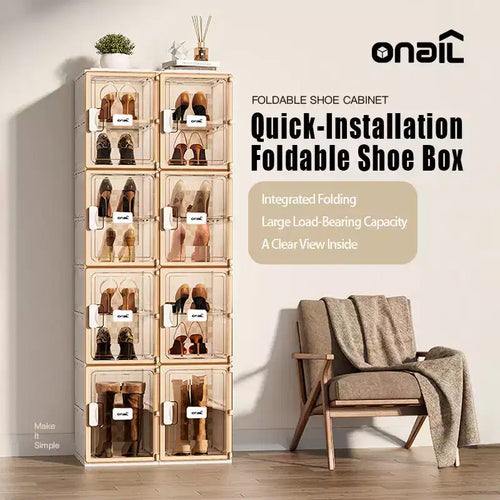 4 organizer per scarpe, organizer per scarpe impilabile in plastica trasparente per armadio, scatola per scarpe impilabile in plastica trasparente salvaspazio pieghevole per ingresso