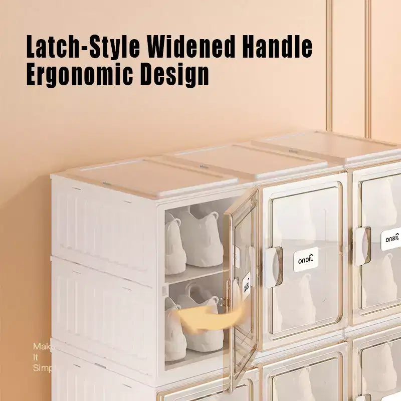 4 organizer per scarpe, organizer per scarpe impilabile in plastica trasparente per armadio, scatola per scarpe impilabile in plastica trasparente salvaspazio pieghevole per ingresso