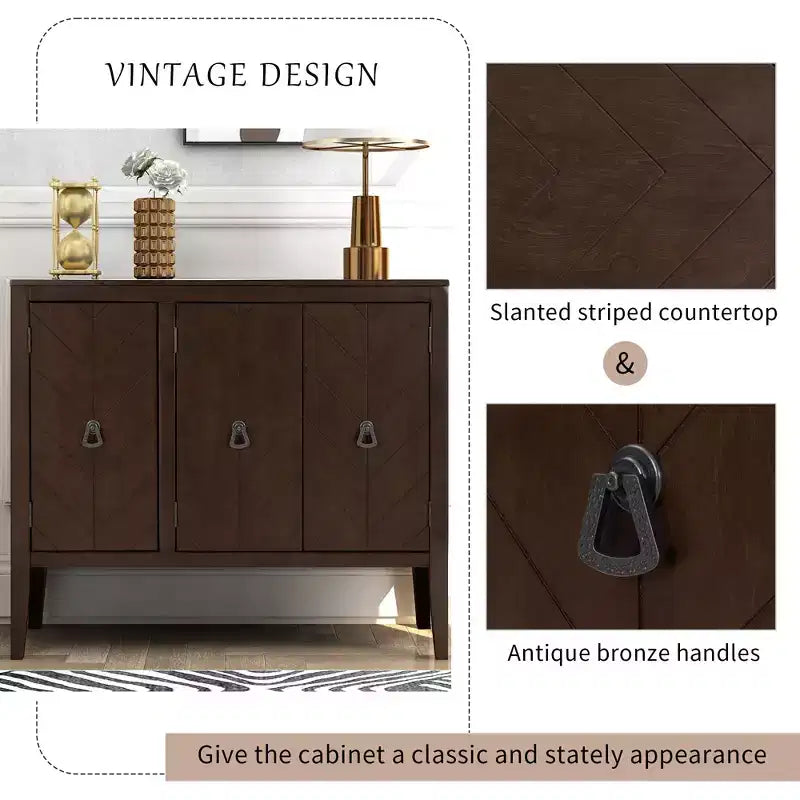 Credenza vintage con ripiano regolabile, credenza in legno massiccio, consolle, tavolo da divano grigio