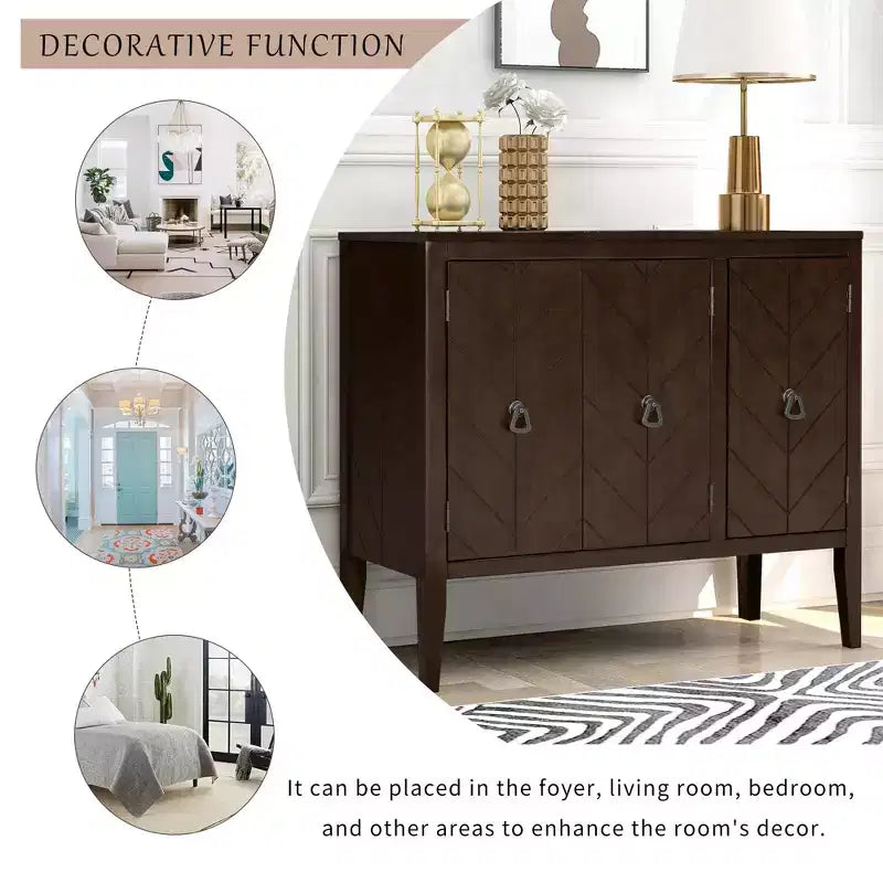 Credenza vintage con ripiano regolabile, credenza in legno massiccio, consolle, tavolo da divano grigio