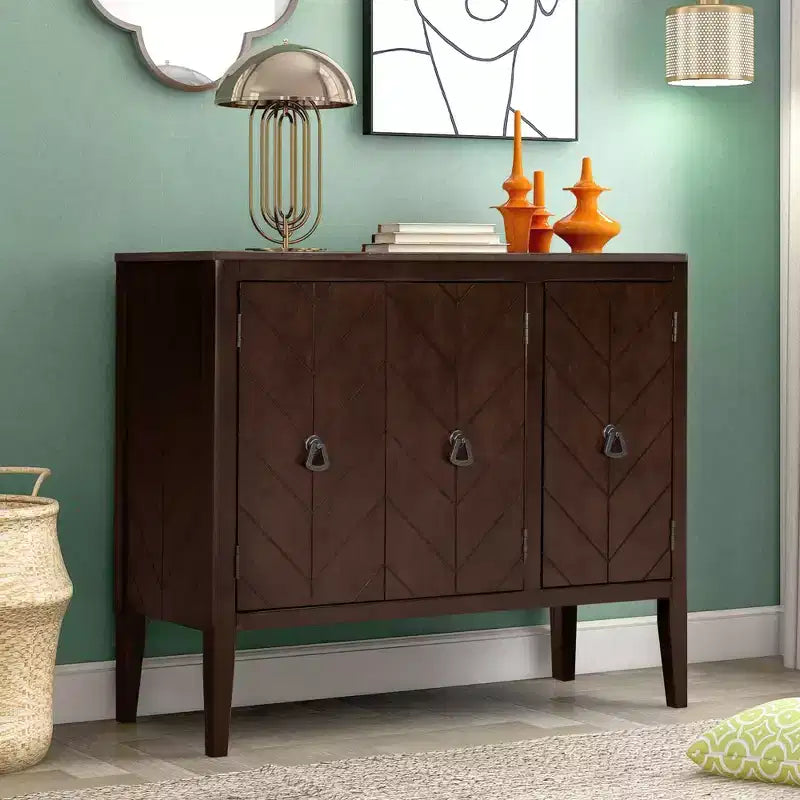 Credenza vintage con ripiano regolabile, credenza in legno massiccio, consolle, tavolo da divano grigio