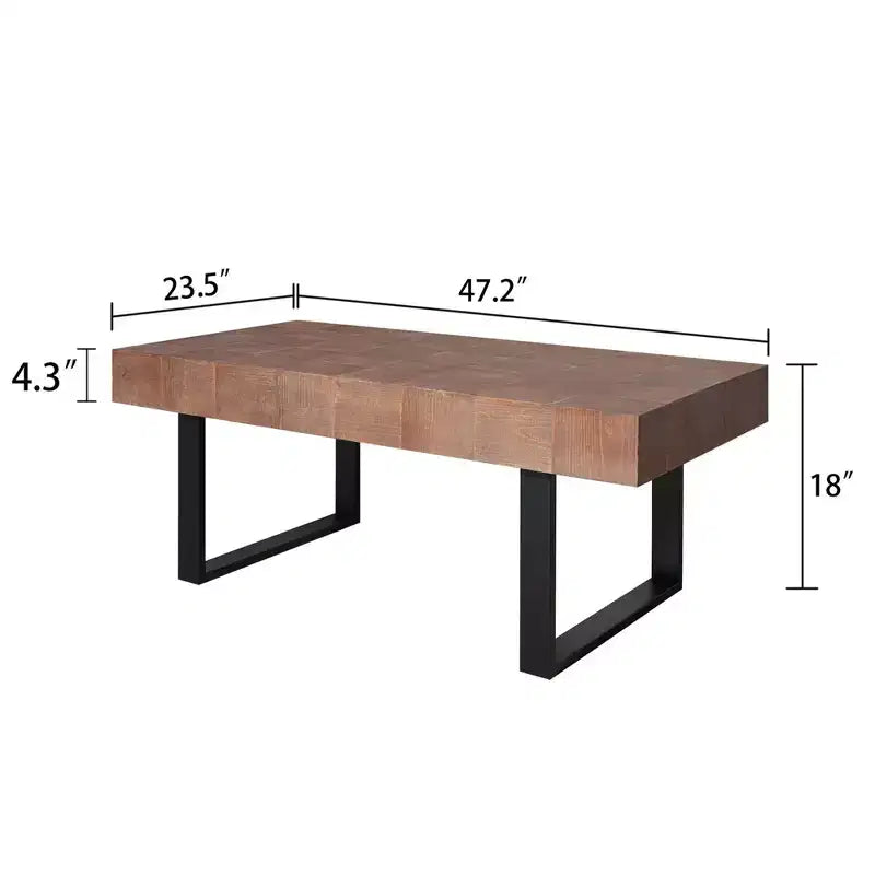 TUYOHW Tavolino rustico con gambe in metallo, tavolino artigianale da 120 cm per soggiorno, tavolino d'appoggio con piano in legno per l'arredamento di casa, marrone/nero