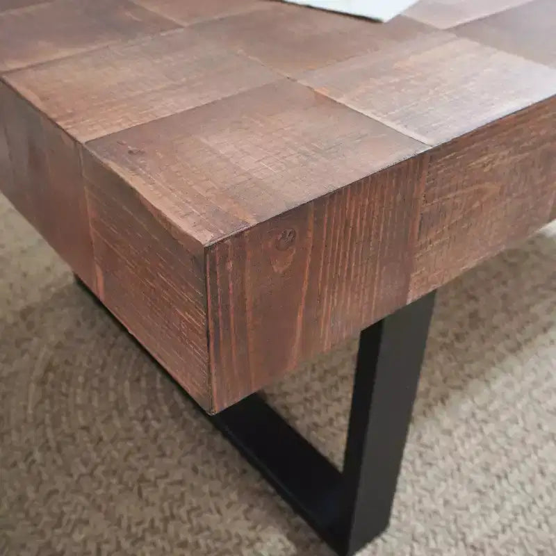 TUYOHW Tavolino rustico con gambe in metallo, tavolino artigianale da 120 cm per soggiorno, tavolino d'appoggio con piano in legno per l'arredamento di casa, marrone/nero