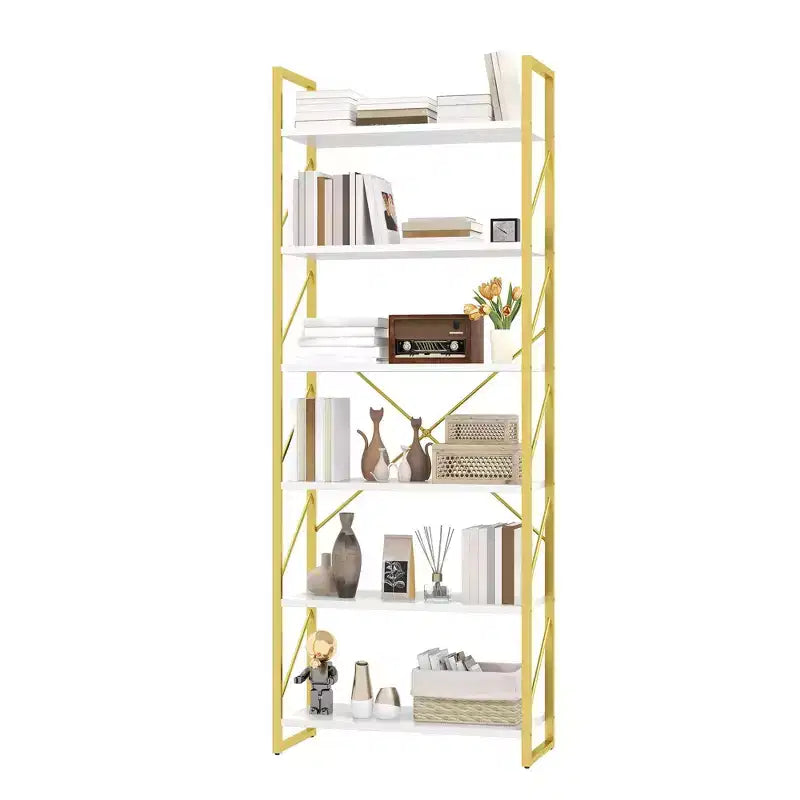 Libreria a 6 ripiani Scaffale aperto Scaffali per soggiorno/casa/ufficio, montaggio semplice
