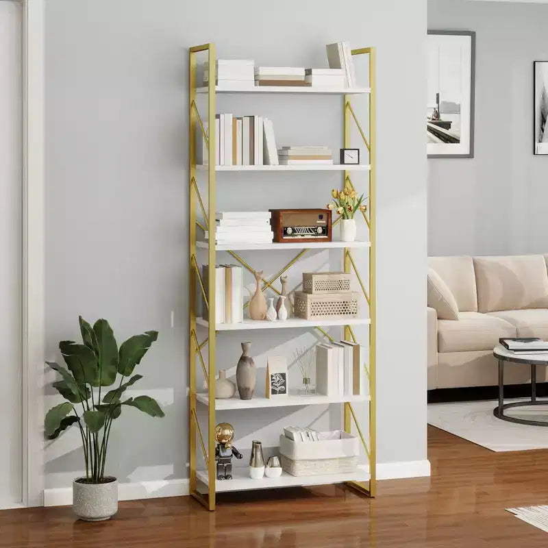 Libreria a 6 ripiani Scaffale aperto Scaffali per soggiorno/casa/ufficio, montaggio semplice