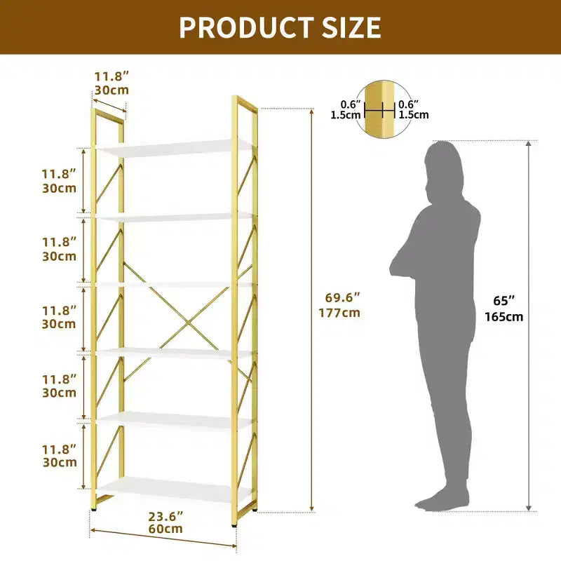 Libreria a 6 ripiani Scaffale aperto Scaffali per soggiorno/casa/ufficio, montaggio semplice