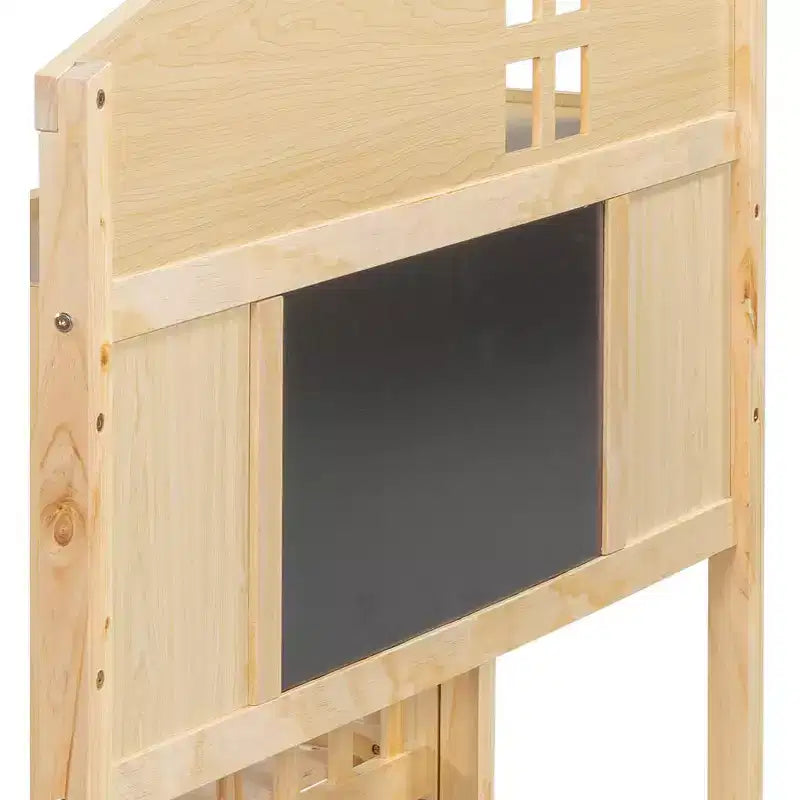 Bellemave Letto a pavimento completo Montessori con libreria e lavagna, letto a piattaforma in legno massello con sponde e testiera contenitore per bambini e ragazzi