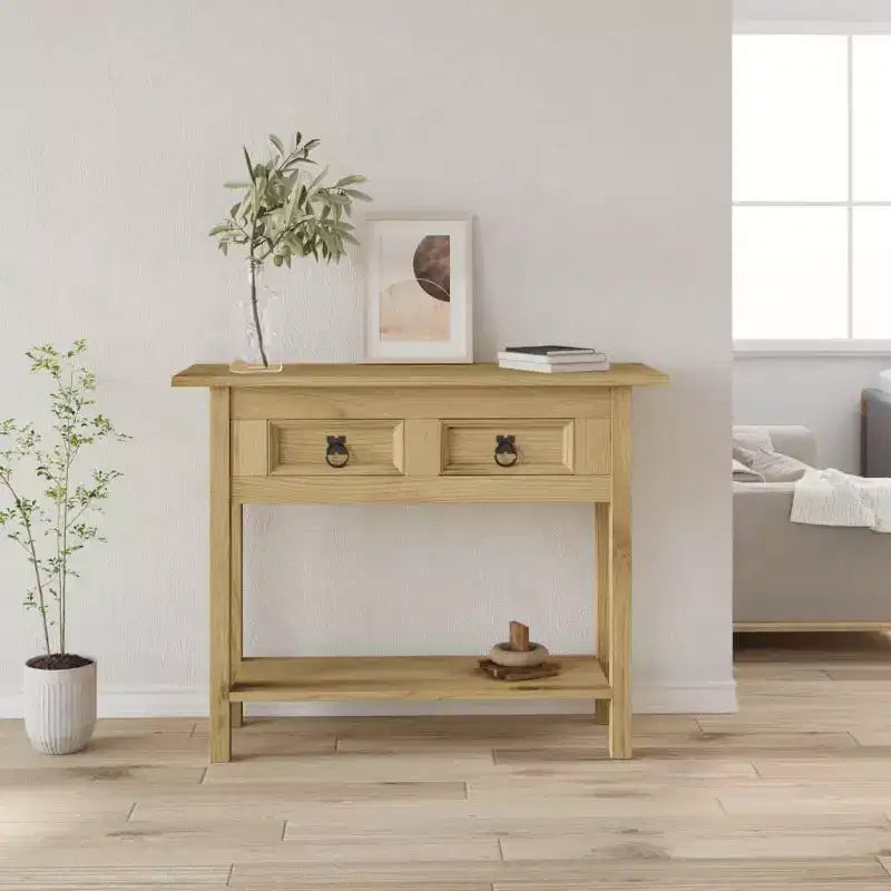 vidaXL Tavolo Consolle Marrone in Pino Massiccio Cerato 93 x 34,5 x 73 cm