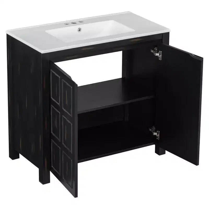 Mobile lavabo da bagno 72 pollici con doppi lavandini, Mobile lavabo combinato con ante a chiusura ammortizzata e ripiano regolabile, Espresso