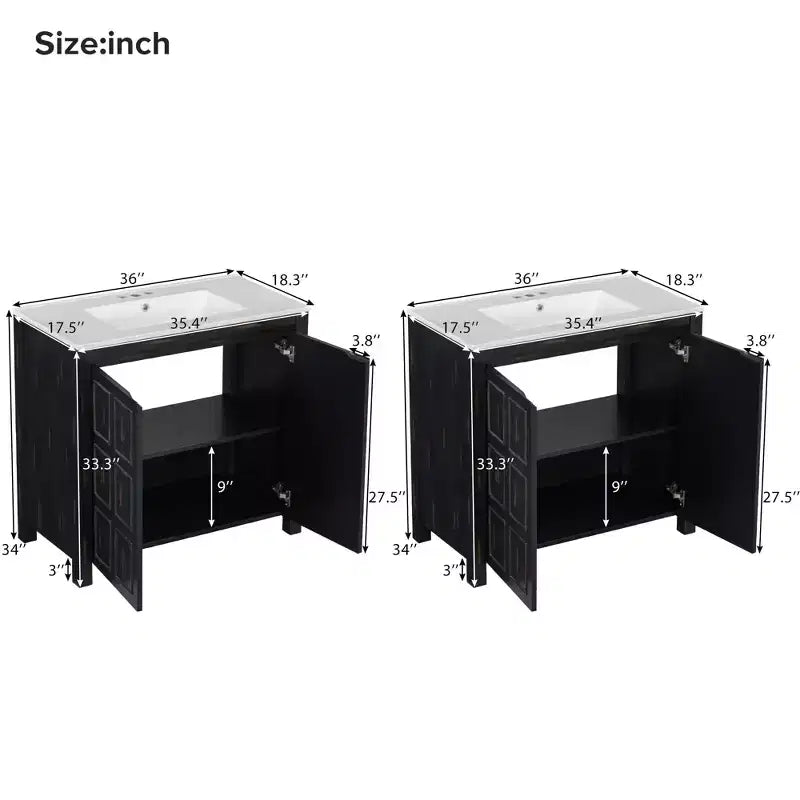 Mobile lavabo da bagno 72 pollici con doppi lavandini, Mobile lavabo combinato con ante a chiusura ammortizzata e ripiano regolabile, Espresso
