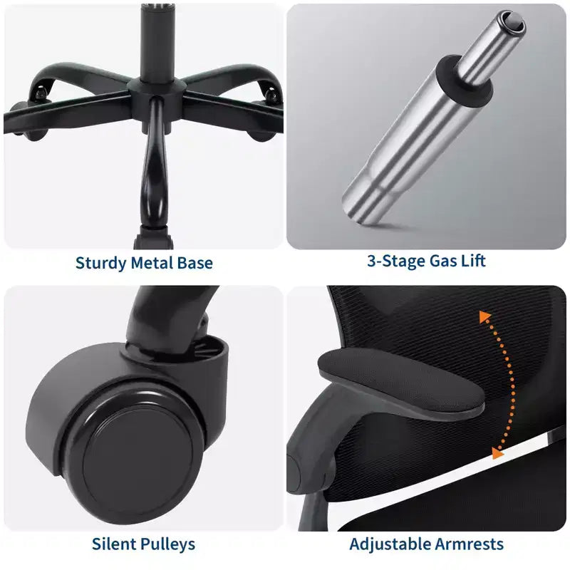 Sedia da Ufficio Ergonomica Premium in Rete Grigia - Poggiatesta Regolabile e Schienale Reclinabile, Girevole a 360° - Ruote Silenziose, Delicata sulla Pelle e Durevole