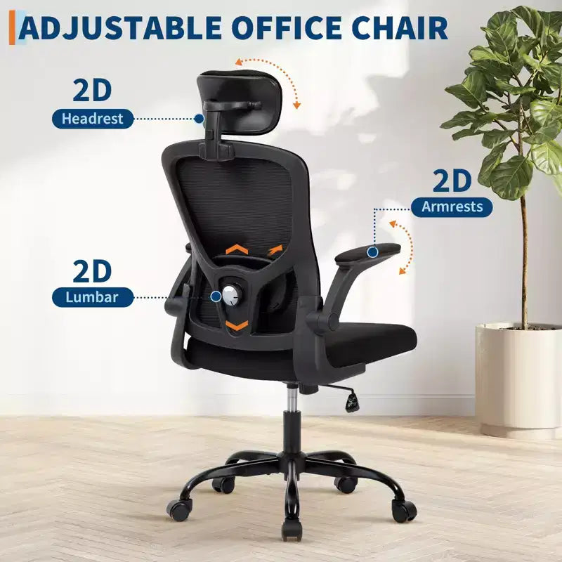 Sedia da Ufficio Ergonomica Premium in Rete Grigia - Poggiatesta Regolabile e Schienale Reclinabile, Girevole a 360° - Ruote Silenziose, Delicata sulla Pelle e Durevole