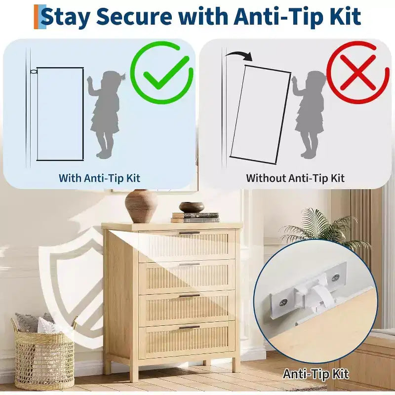 Cassettiera scanalata per camera da letto, cassettiera alta 90 cm con 4 cassetti, mobile organizer moderno in legno per soggiorno, camera da letto, ingresso