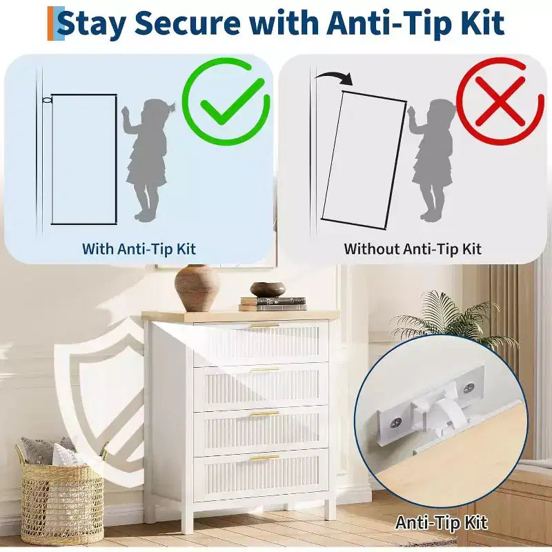 Cassettiera scanalata per camera da letto, cassettiera alta 90 cm con 4 cassetti, mobile organizer moderno in legno per soggiorno, camera da letto, ingresso