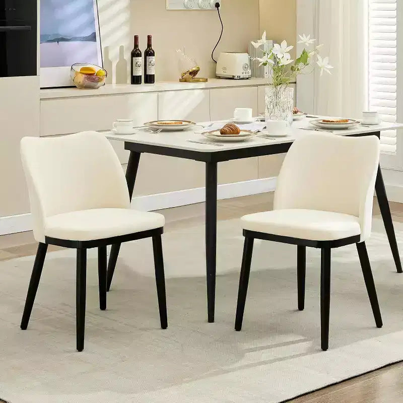 Sedie da pranzo set da 2, sedie laterali imbottite in tessuto con seduta imbottita e gambe in legno, sedie da pranzo moderne per cucina, soggiorno