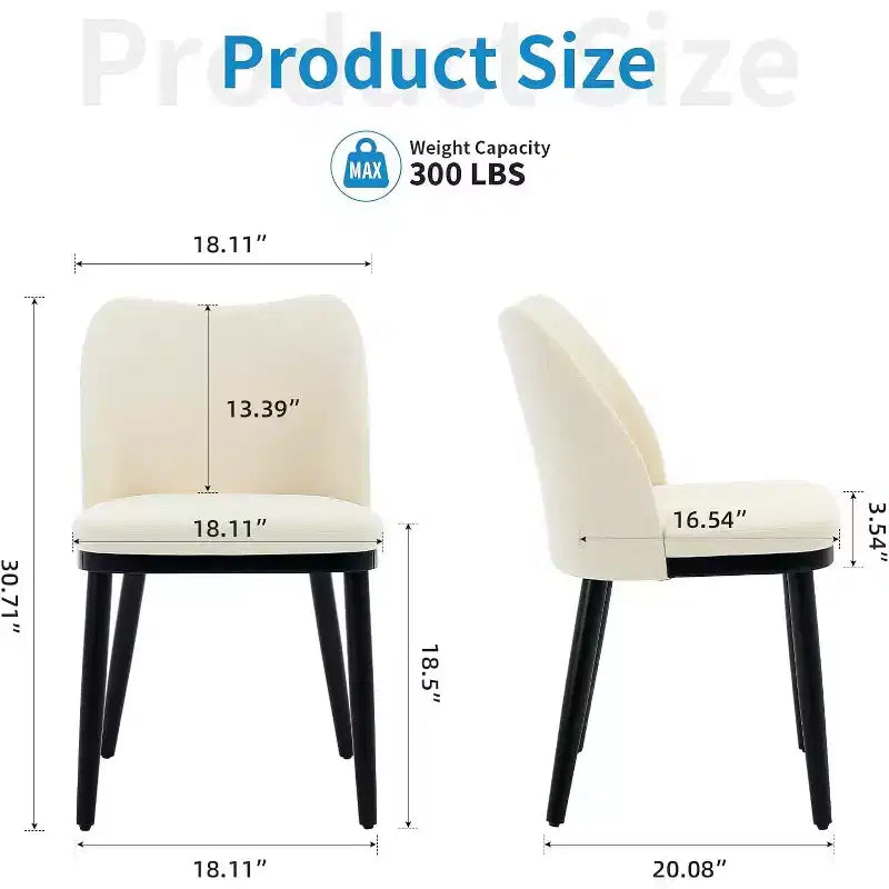 Sedie da pranzo set da 2, sedie laterali imbottite in tessuto con seduta imbottita e gambe in legno, sedie da pranzo moderne per cucina, soggiorno