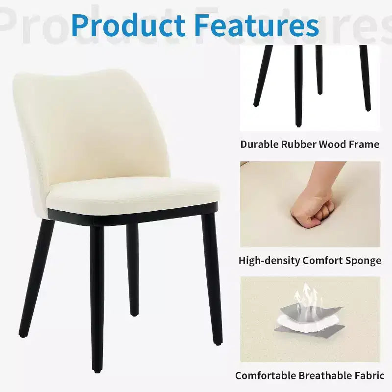 Sedie da pranzo set da 2, sedie laterali imbottite in tessuto con seduta imbottita e gambe in legno, sedie da pranzo moderne per cucina, soggiorno