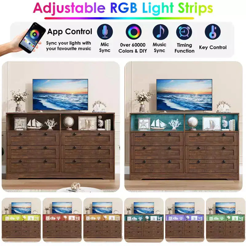 Cassettiera in legno, cassettone a 6 cassetti larghezza 55, perfetto per organizzare camera da letto, soggiorno, armadio e corridoio