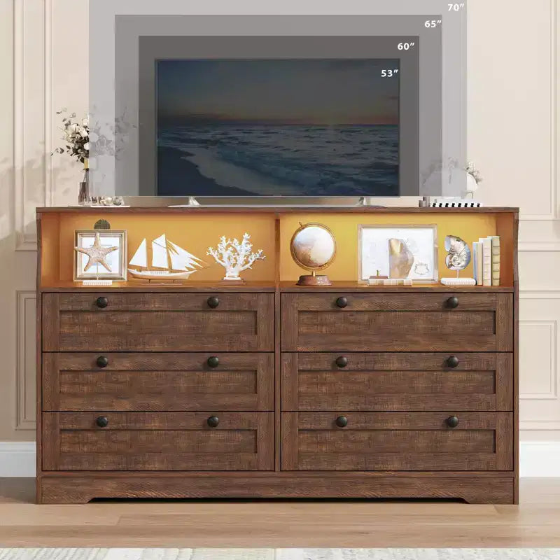 Cassettiera in legno, cassettone a 6 cassetti larghezza 55, perfetto per organizzare camera da letto, soggiorno, armadio e corridoio