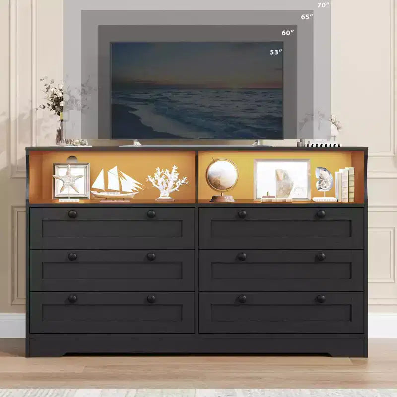 Cassettiera in legno, cassettone a 6 cassetti larghezza 55, perfetto per organizzare camera da letto, soggiorno, armadio e corridoio