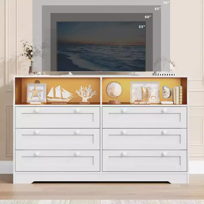 Cassettiera in legno, cassettone a 6 cassetti larghezza 55, perfetto per organizzare camera da letto, soggiorno, armadio e corridoio