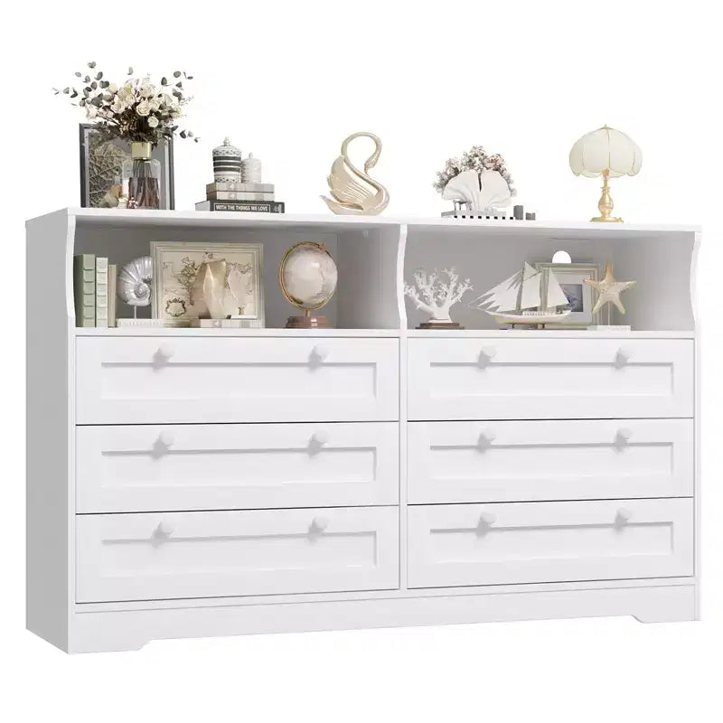 Cassettiera in legno, cassettone a 6 cassetti larghezza 55, perfetto per organizzare camera da letto, soggiorno, armadio e corridoio