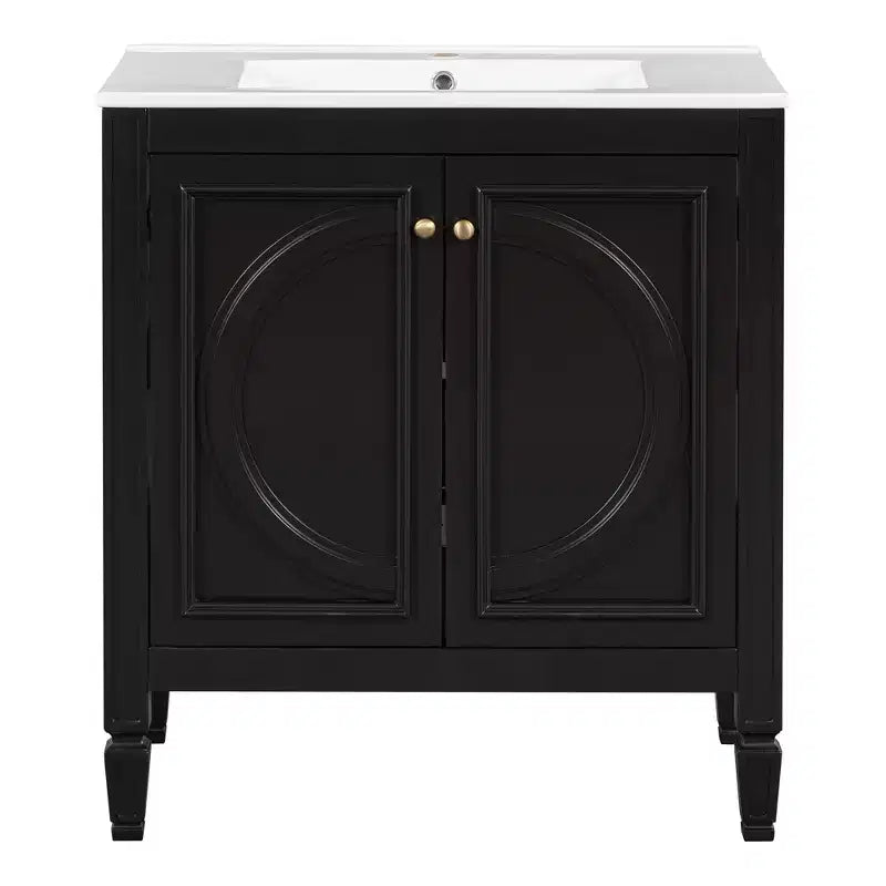 Mobile bagno con lavabo integrato, 30 pollici, mobiletto contenitore con cassetto e ripiano anta, lavabo singolo