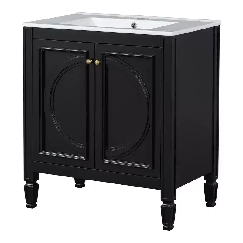 Mobile bagno con lavabo integrato, 30 pollici, mobiletto contenitore con cassetto e ripiano anta, lavabo singolo