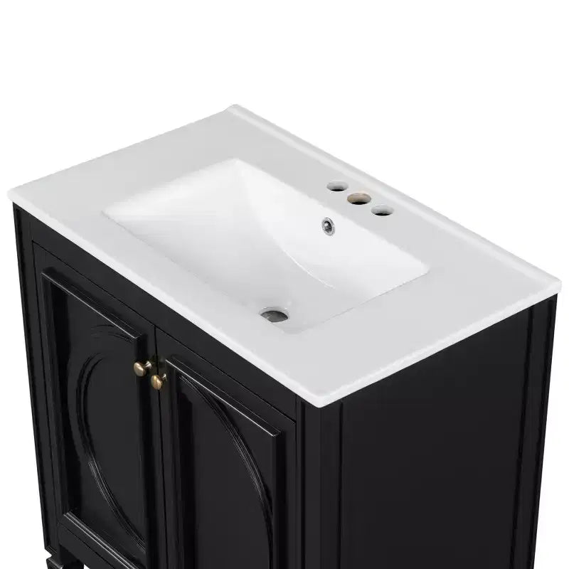 Mobile bagno con lavabo integrato, 30 pollici, mobiletto contenitore con cassetto e ripiano anta, lavabo singolo