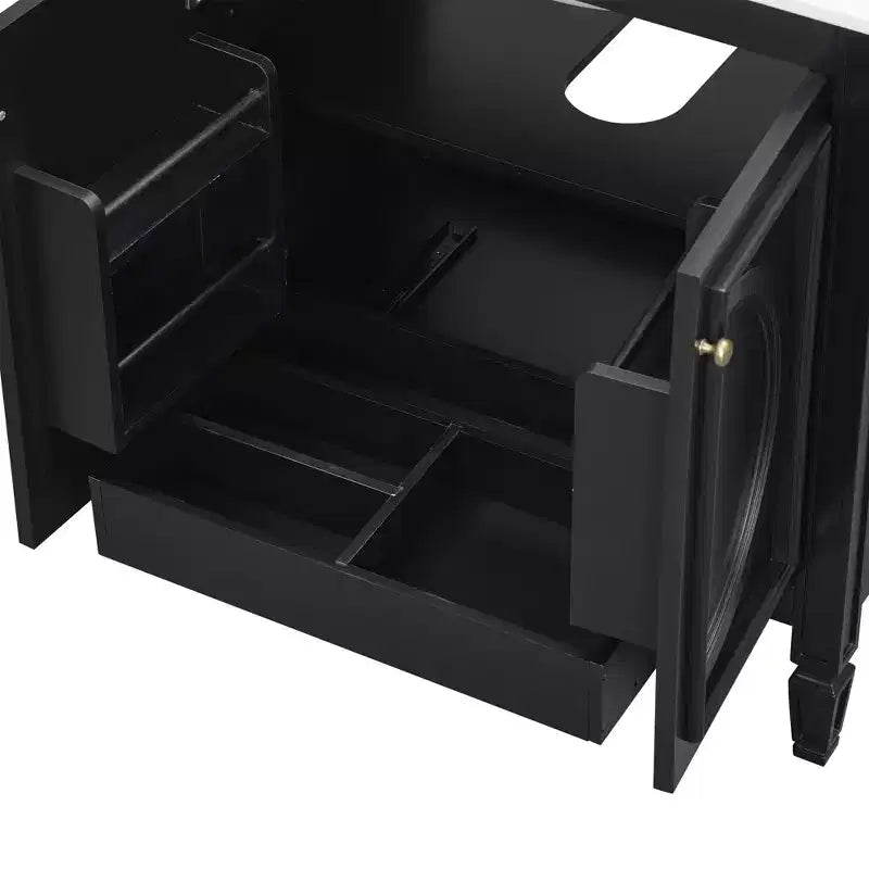 Mobile bagno con lavabo integrato, 30 pollici, mobiletto contenitore con cassetto e ripiano anta, lavabo singolo
