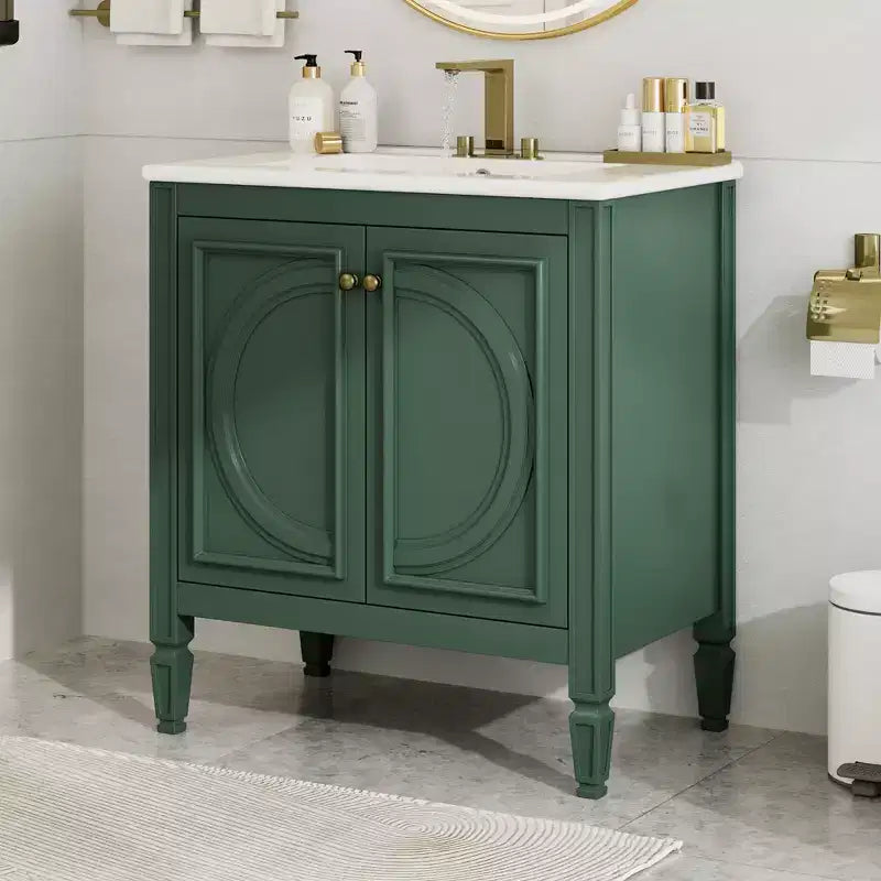 Mobile bagno con lavabo integrato, 30 pollici, mobiletto contenitore con cassetto e ripiano anta, lavabo singolo