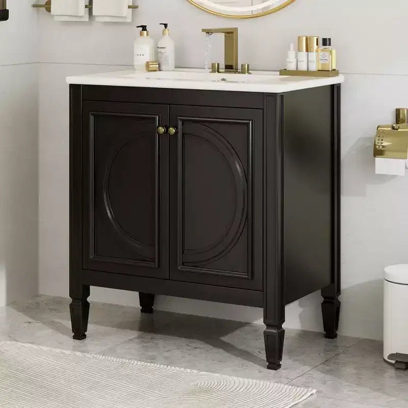 Mobile bagno con lavabo integrato, 30 pollici, mobiletto contenitore con cassetto e ripiano anta, lavabo singolo