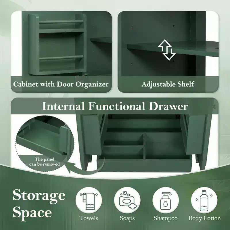 Mobile bagno con lavabo integrato, 30 pollici, mobiletto contenitore con cassetto e ripiano anta, lavabo singolo