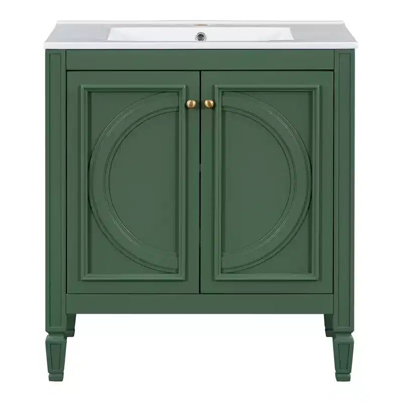 Mobile bagno con lavabo integrato, 30 pollici, mobiletto contenitore con cassetto e ripiano anta, lavabo singolo