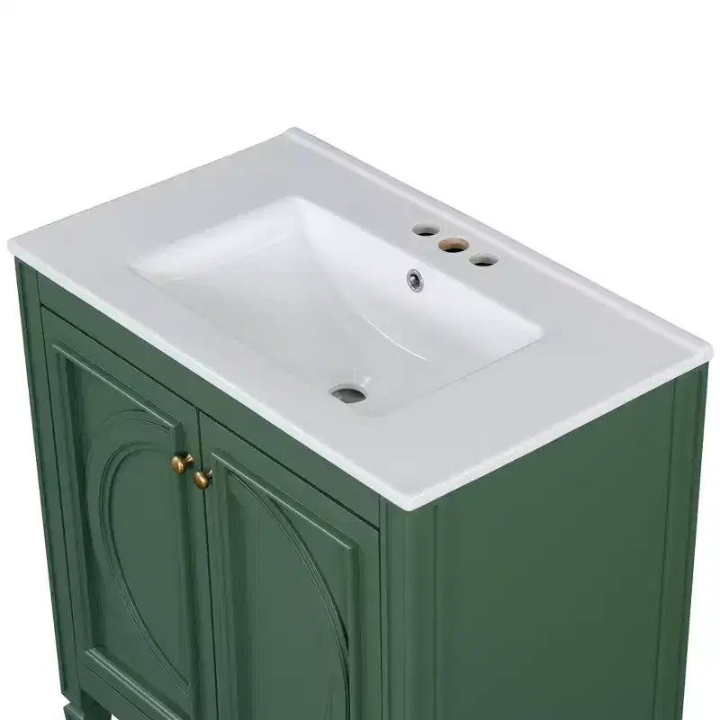 Mobile bagno con lavabo integrato, 30 pollici, mobiletto contenitore con cassetto e ripiano anta, lavabo singolo