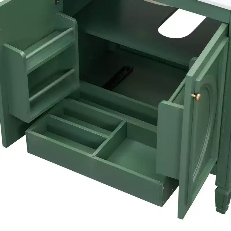 Mobile bagno con lavabo integrato, 30 pollici, mobiletto contenitore con cassetto e ripiano anta, lavabo singolo