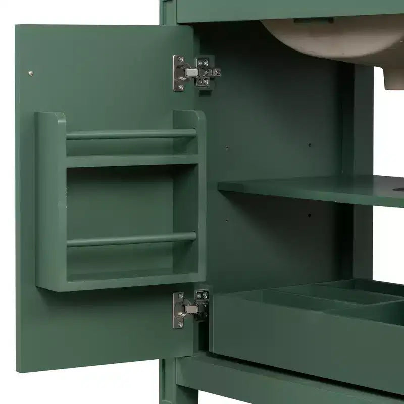 Mobile bagno con lavabo integrato, 30 pollici, mobiletto contenitore con cassetto e ripiano anta, lavabo singolo