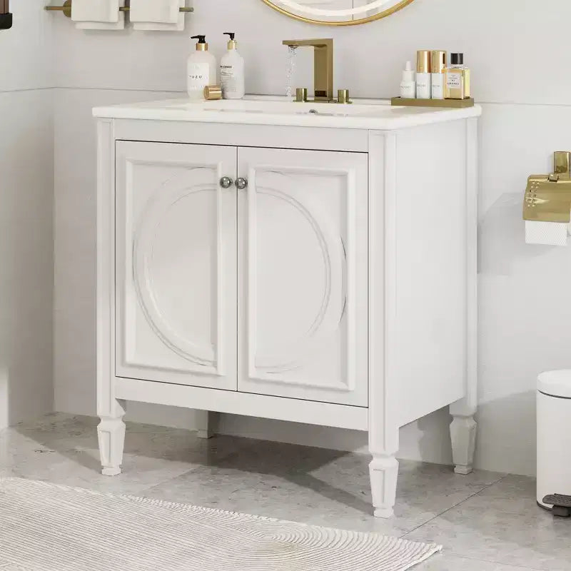 Mobile bagno con lavabo integrato, 30 pollici, mobiletto contenitore con cassetto e ripiano anta, lavabo singolo