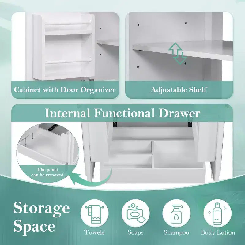 Mobile bagno con lavabo integrato, 30 pollici, mobiletto contenitore con cassetto e ripiano anta, lavabo singolo