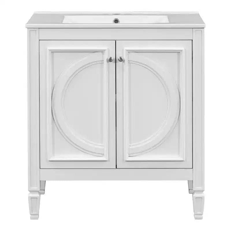 Mobile bagno con lavabo integrato, 30 pollici, mobiletto contenitore con cassetto e ripiano anta, lavabo singolo
