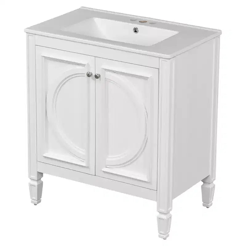 Mobile bagno con lavabo integrato, 30 pollici, mobiletto contenitore con cassetto e ripiano anta, lavabo singolo