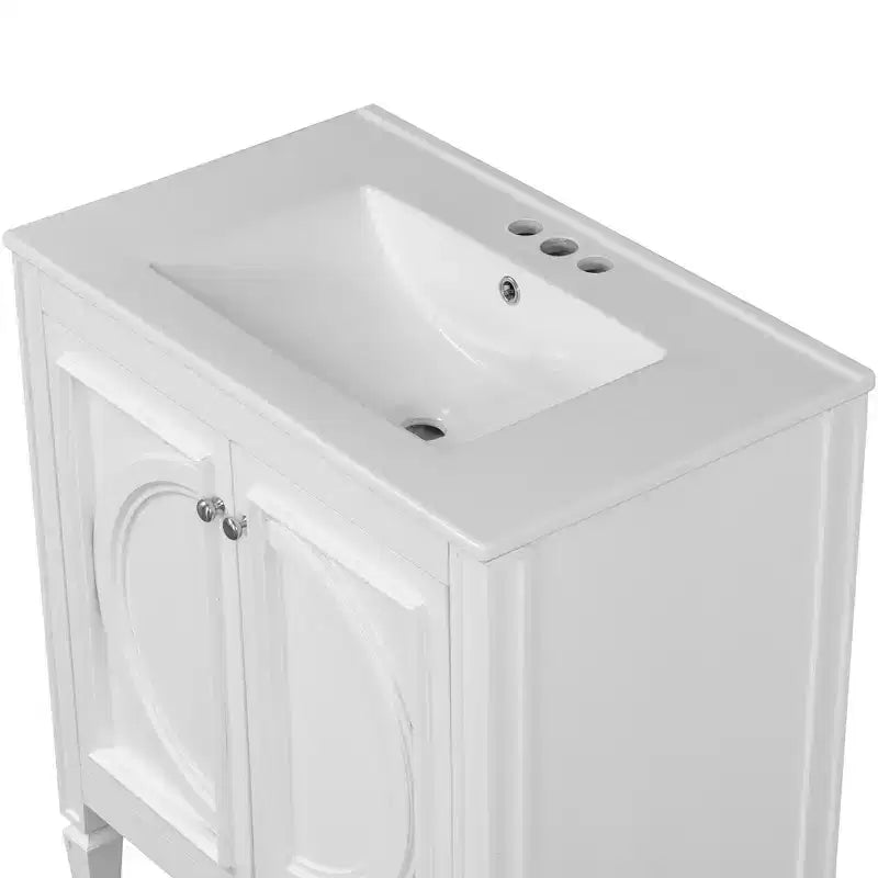 Mobile bagno con lavabo integrato, 30 pollici, mobiletto contenitore con cassetto e ripiano anta, lavabo singolo