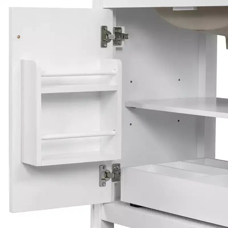 Mobile bagno con lavabo integrato, 30 pollici, mobiletto contenitore con cassetto e ripiano anta, lavabo singolo
