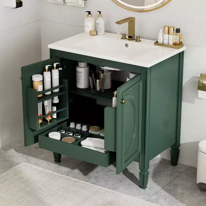 Mobile bagno con lavabo integrato, 30 pollici, mobiletto contenitore con cassetto e ripiano anta, lavabo singolo
