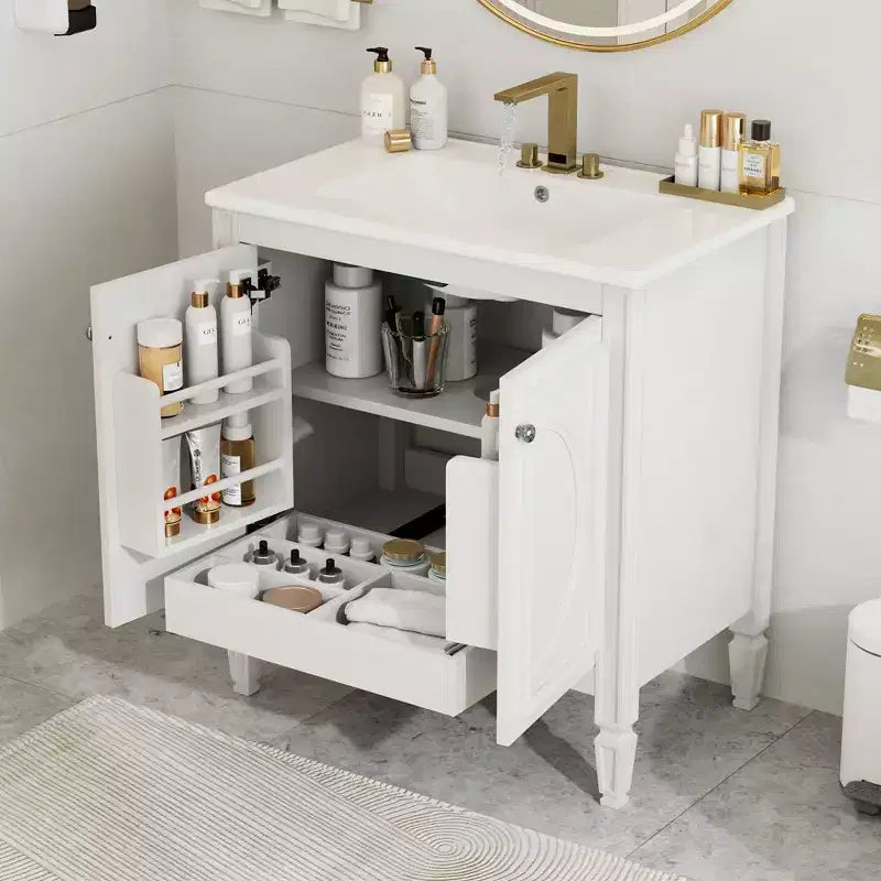Mobile bagno con lavabo integrato, 30 pollici, mobiletto contenitore con cassetto e ripiano anta, lavabo singolo