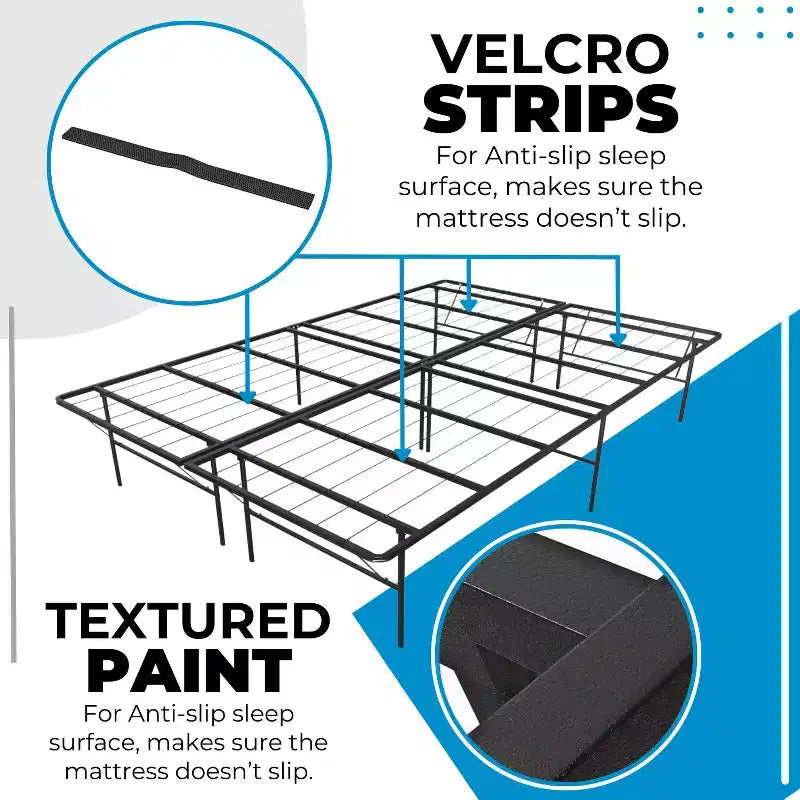 Struttura letto a piattaforma in metallo Boyd Sleep 14 con montaggio senza attrezzi, superficie antiscivolo testurizzata