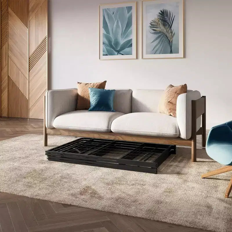 Struttura letto a piattaforma in metallo Boyd Sleep 14 con montaggio senza attrezzi, superficie antiscivolo testurizzata